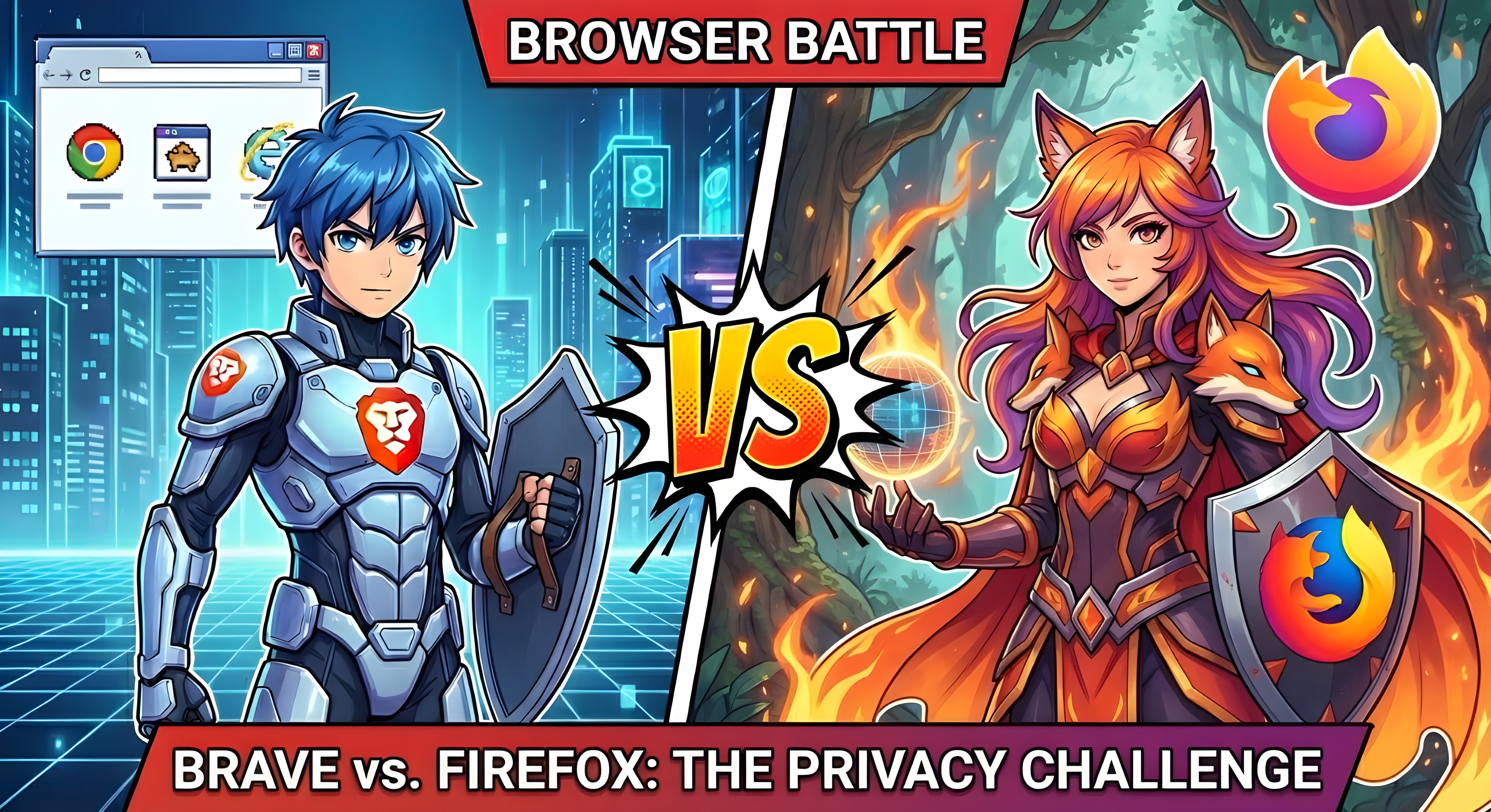 Brave Browser vs Firefox comparison showing privacy features, performance benchmarks, and feature differences for privacy-conscious users in 2026