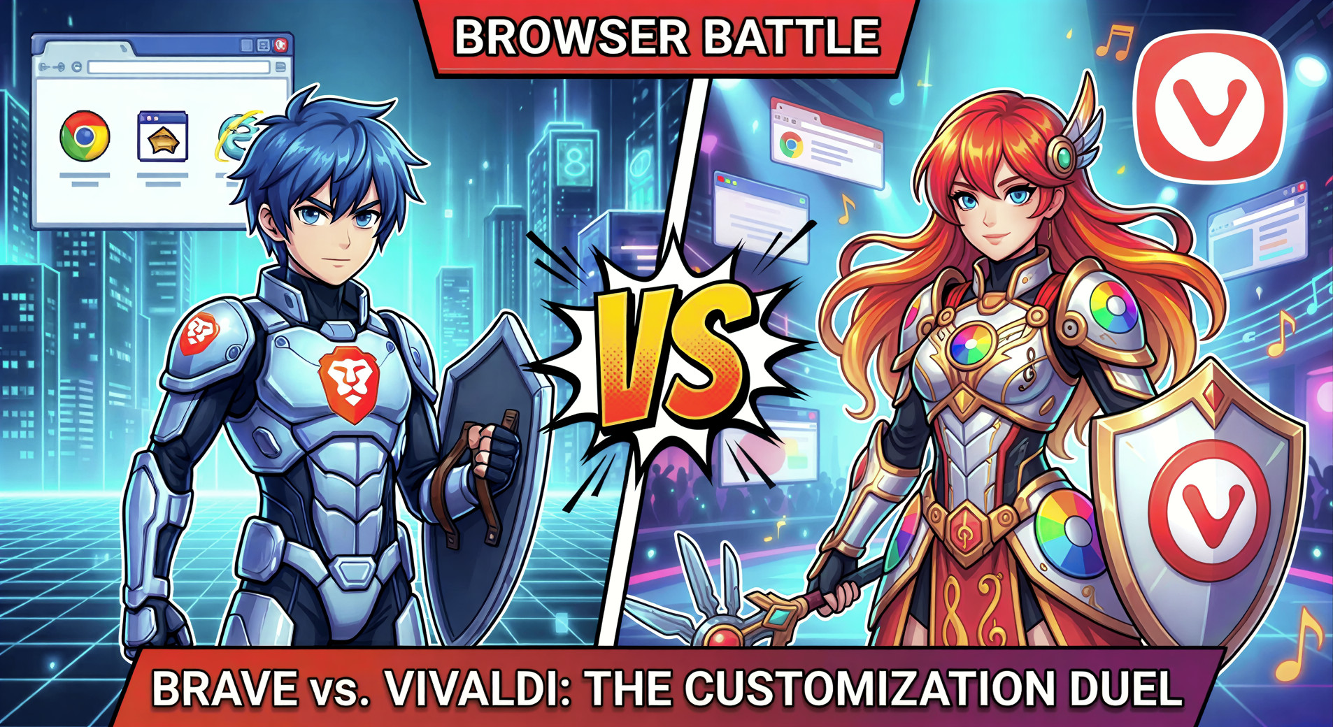 Brave vs Vivaldi 2026 comparison: native ad blocking vs extensions, privacy-first vs customization-first, Leo AI vs no built-in AI